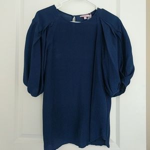 Putty sleeve navy blouse